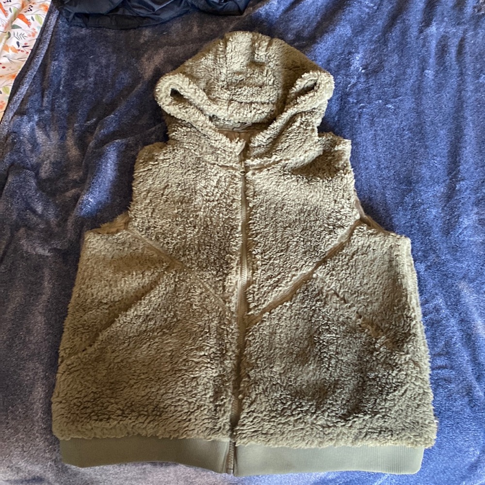 ZYIA Olive Hooded Teddy Vest